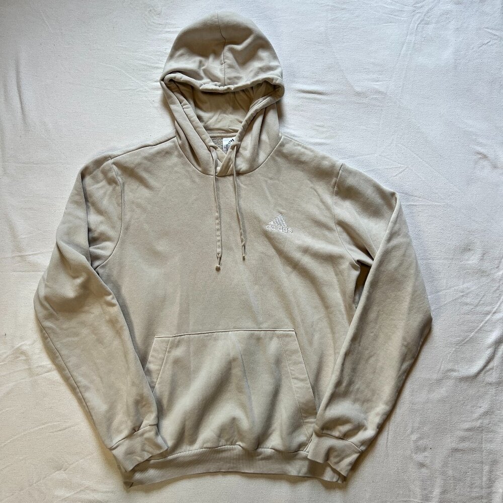 Adidas Men's Hoodie Cream Pullover Style 0V9001 Front‎ Pocket Front Logo